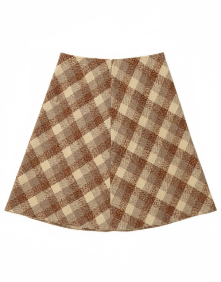 VINTAGE Womens A-Line Skirt W28 Medium  Brown Check