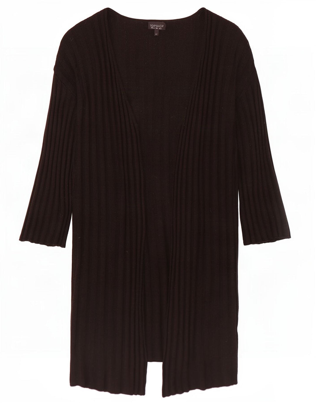 Topshop Dame Oversized Longline Open Cardigan Sweater UK 10 Small Black