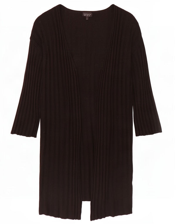 Topshop Dame Oversized Longline Open Cardigan Sweater UK 10 Small Black