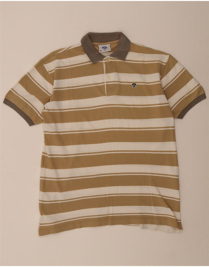North Sails Herre Polo Shirt XL Beige Stribet Bomuld
