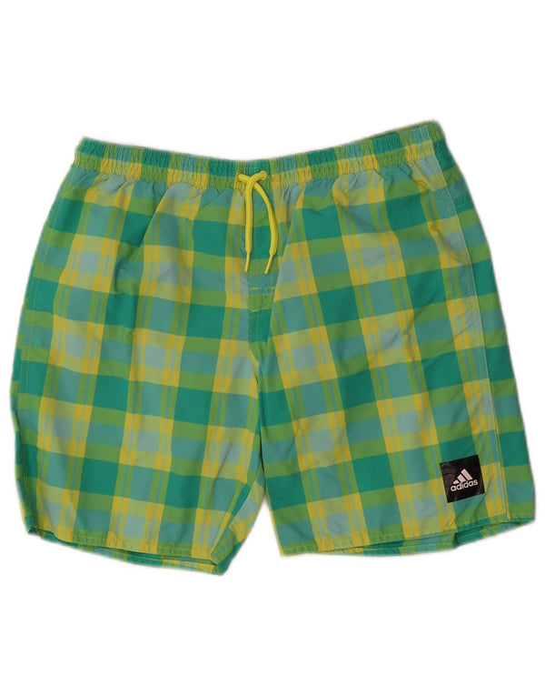 Adidas drenge badeshorts 15-16 år grøn ternet nylon
