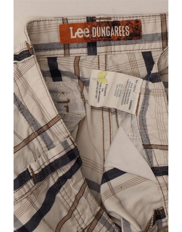LEE Mens Dungarees Cargo Shorts W36 Large  White Check Cotton Vintage Lee and Second-Hand Lee from Messina Hembry 