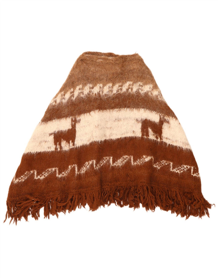 Vintage Dame Poncho Jumper One Size Brun Colourblock Aztec