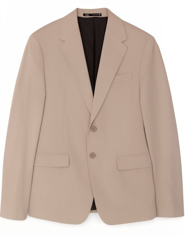 Zara Herre 2-knaps blazerjakke EU 46 Small Grey Viscose Classic