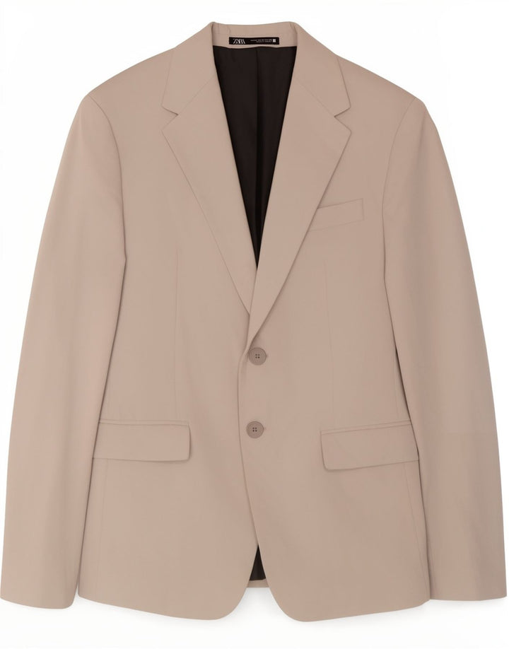 Zara Herre 2-knaps blazerjakke EU 46 Small Grey Viscose Classic
