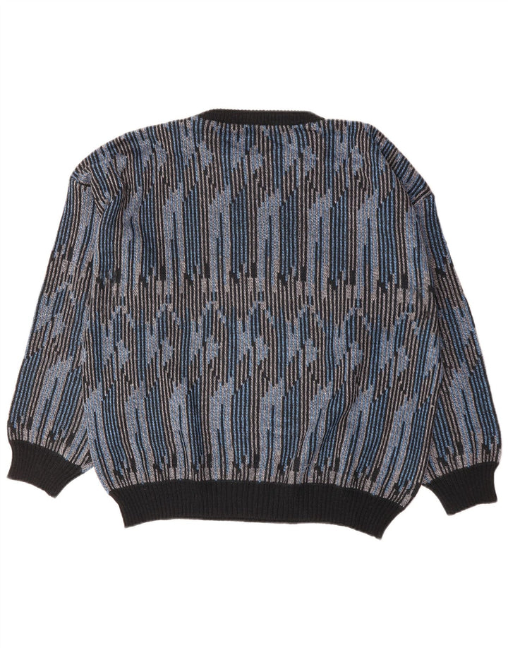 Mark Astor Herre sweater med rund hals XL blå stribet polyakryl