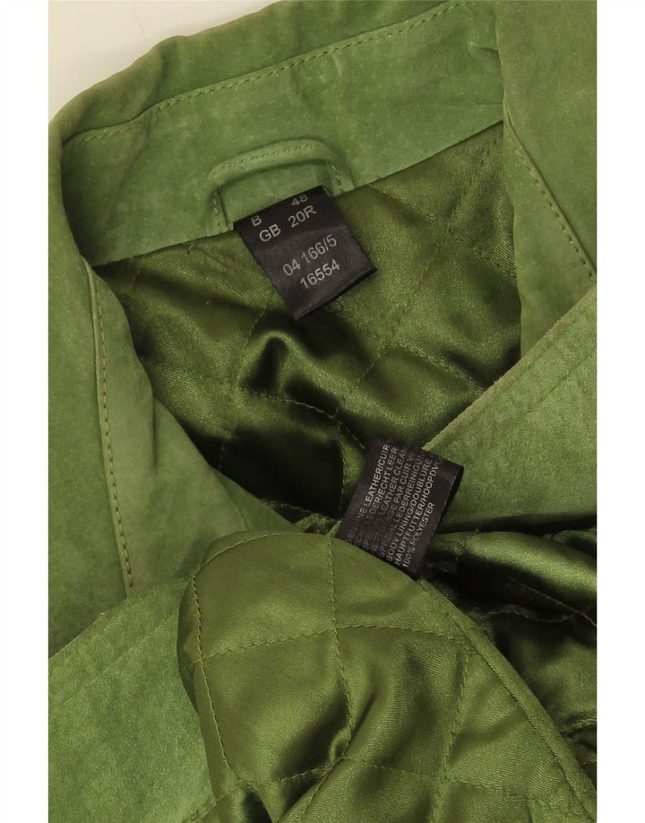 Vintage dame 4-knaps ruskind blazerjakke UK 20 2XL Grønt læder