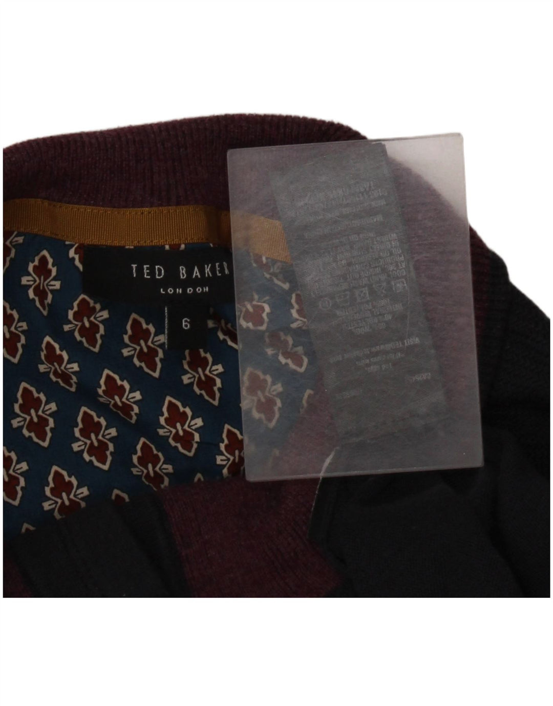 Ted Baker Herre Button Neck Jumper Sweater Størrelse 6 2XL Marineblå Uld