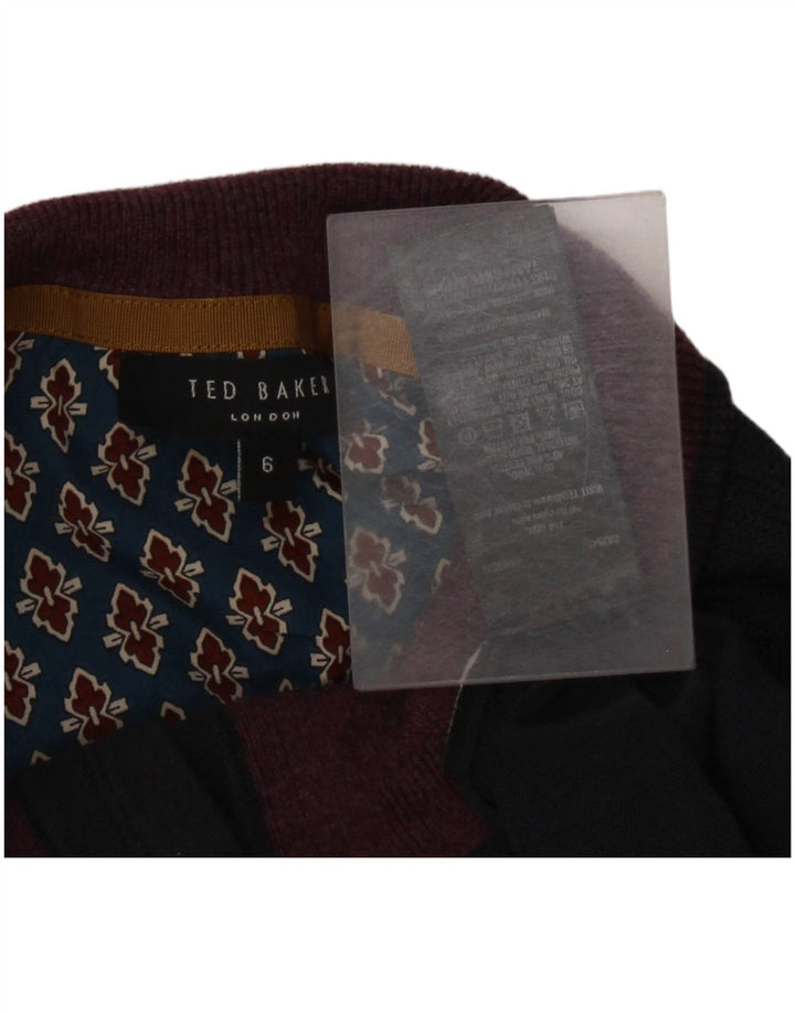 Ted Baker Herre Button Neck Jumper Sweater Størrelse 6 2XL Marineblå Uld