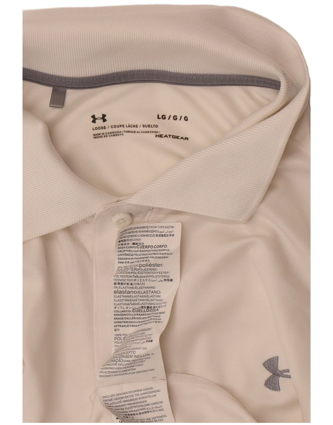 Under Armour Herre Heat Gear Polo Shirt Large White Polyester