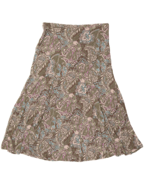 Marks & Spencer Womens A-Line Skirt UK 14 Large W32 Grey Paisley Viscose