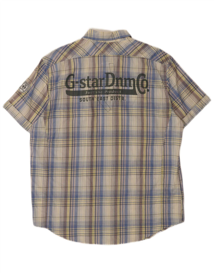 G-Star Herre grafisk kortærmet skjorte XL flerfarvet plaid bomuld