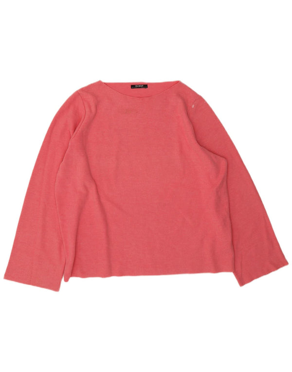 Zara Dame Oversized Top Langærmet UK 16 Large Pink Bomuld
