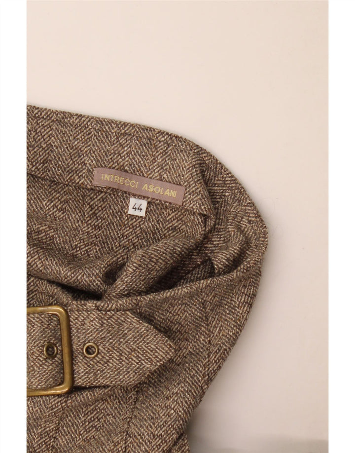 Vintage plisseret nederdel til kvinder IT 44 Medium W30 brun sildeben