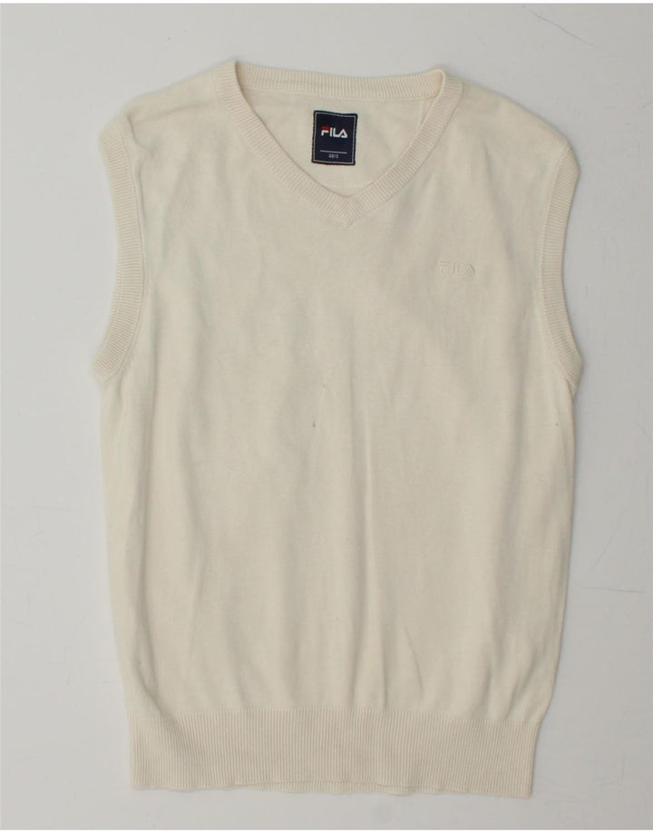 FILA Mens Vest Tank Top Small Beige Cotton Vintage Fila and Second-Hand Fila from Messina Hembry 