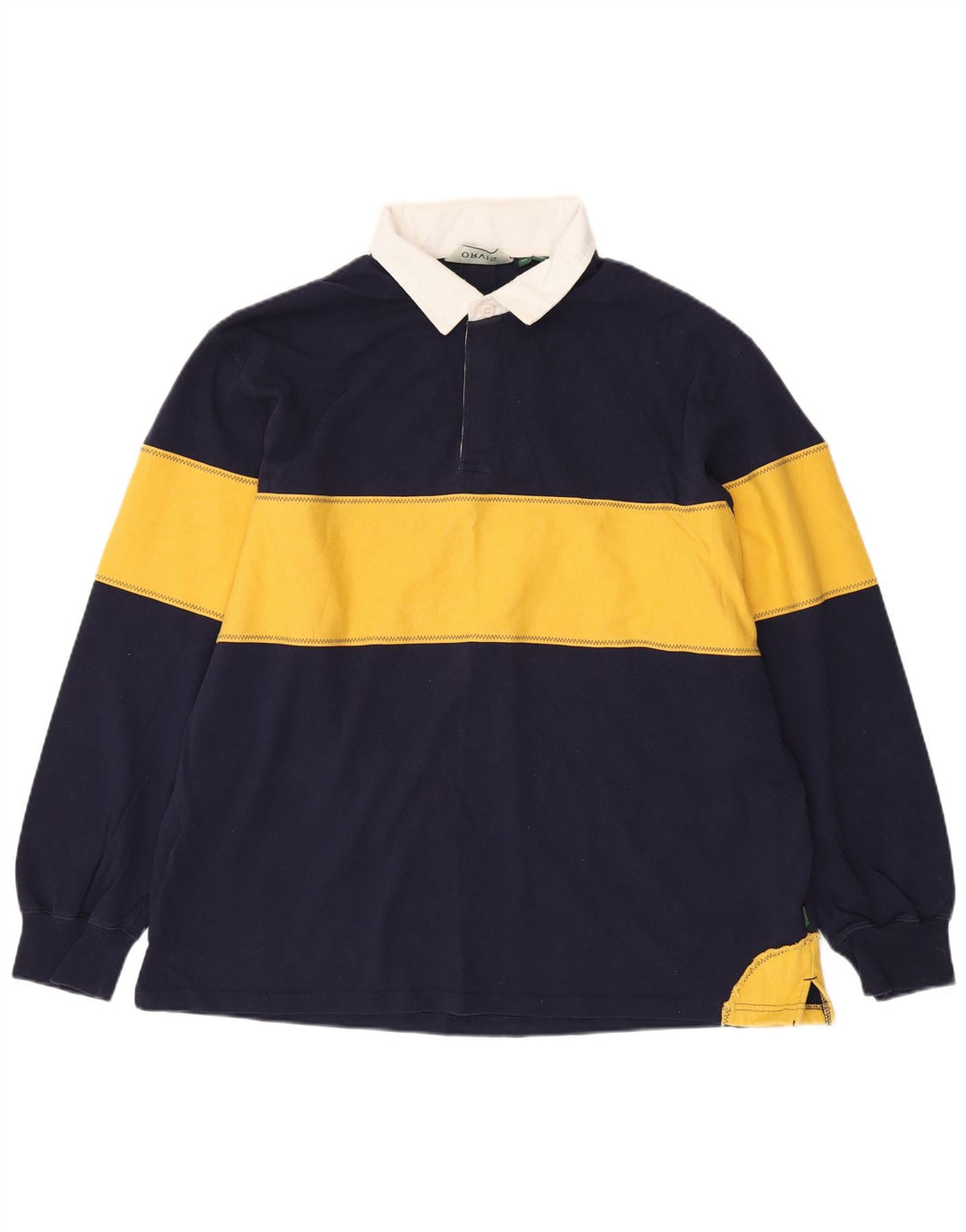 ORVIS Langærmet Rugby Polo Shirt XL Marineblå Colourblock Bomuld