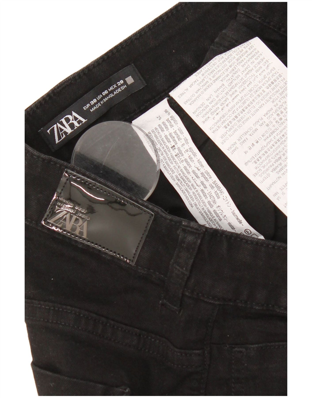 Zara Dame Flared Jeans EU 38 Small W28 L31 Sort Bomuld