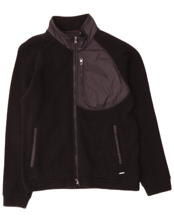 Woolrich Mens Cardigan Sweater Small Black Colourblock Wool