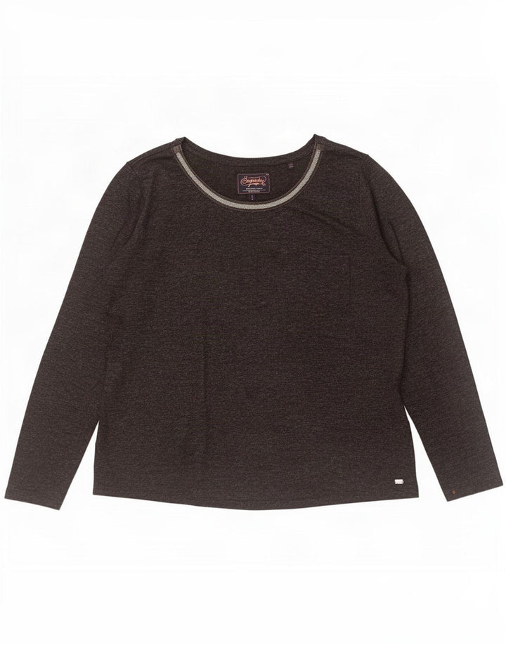 Superdry Dametop Langærmet UK 18 XL Grå Flecked Polyester