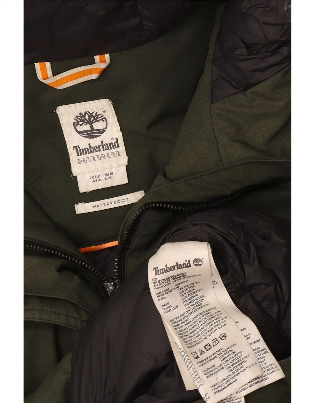 Timberland Dame Hooded Parka Jacket UK 14 Medium Green Polyester