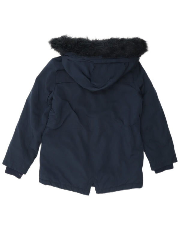 Marks & Spencer Girls Sherpa Parka-jakke med hætte 8-9 år Marineblå