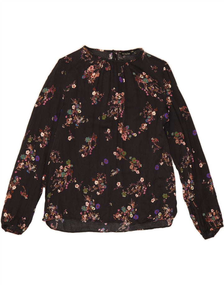MASSIMO DUTTI Womens Long Sleeve Blouse Top EU 40 Medium Black Floral Vintage Massimo Dutti and Second-Hand Massimo Dutti from Messina Hembry 