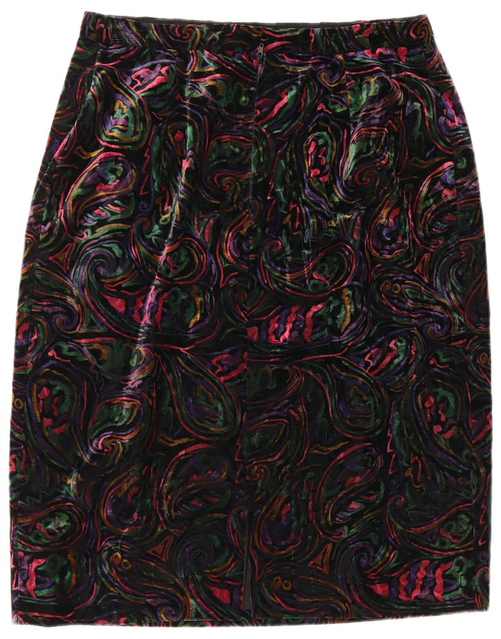 VINTAGE kvinders 1 knap 2-delt nederdelsæt UK 12 Medium W32 Flerfarvet