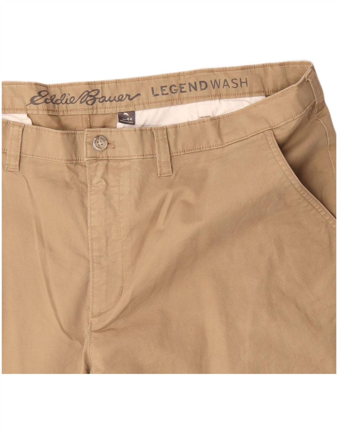 Eddie Bauer Herre Slim Chino Shorts W44 2XL Beige Bomuld