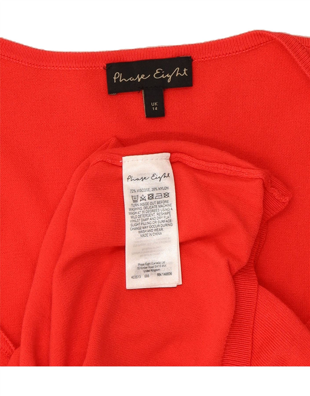 PHASE EIGHT Womens V-Neck Jumper Sweater UK 14 Medium Red Viscose Vintage Phase Eight and Second-Hand Phase Eight from Messina Hembry 