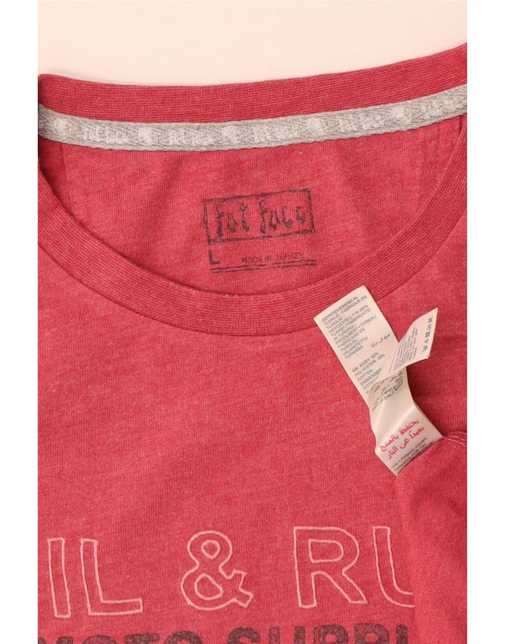 FAT FACE Herre grafisk T-shirt Top Stor rød bomuld
