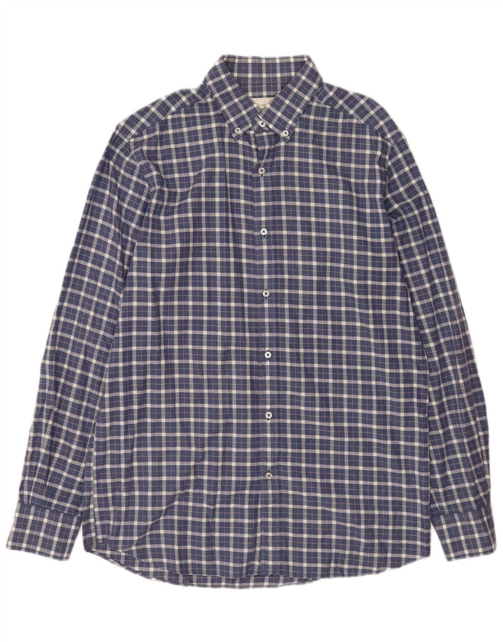Massimo Dutti Herre Flanellskjorte Medium Navy Blue Check
