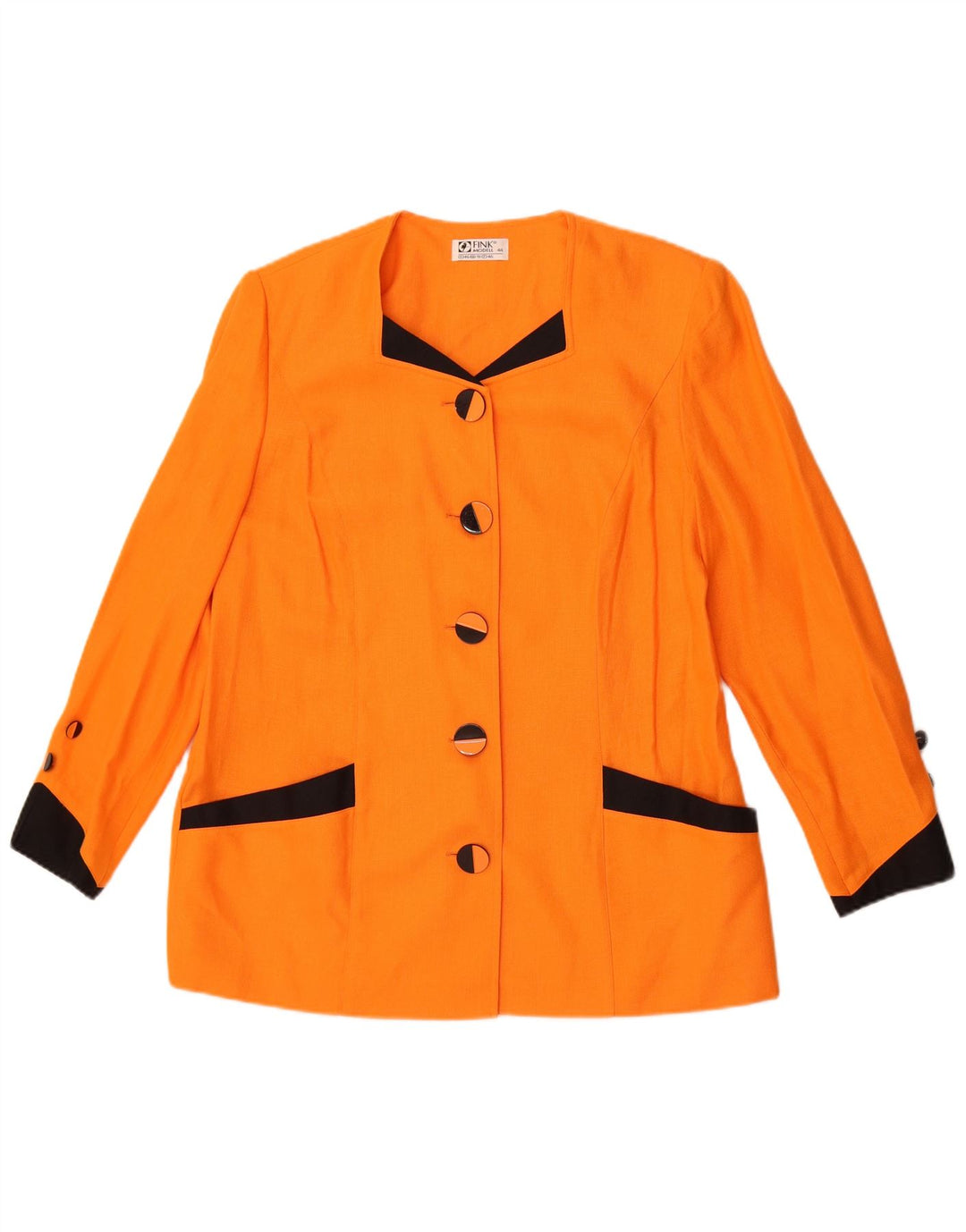 Fink Modell Dame 5 Button Blazer Jacket UK 18 XL Orange Colourblock