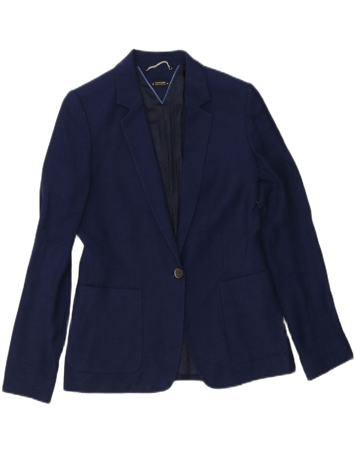 Massimo Dutti Dame 1 Knap Blazer Jakke EU 38 Medium Navy Blue Viscose