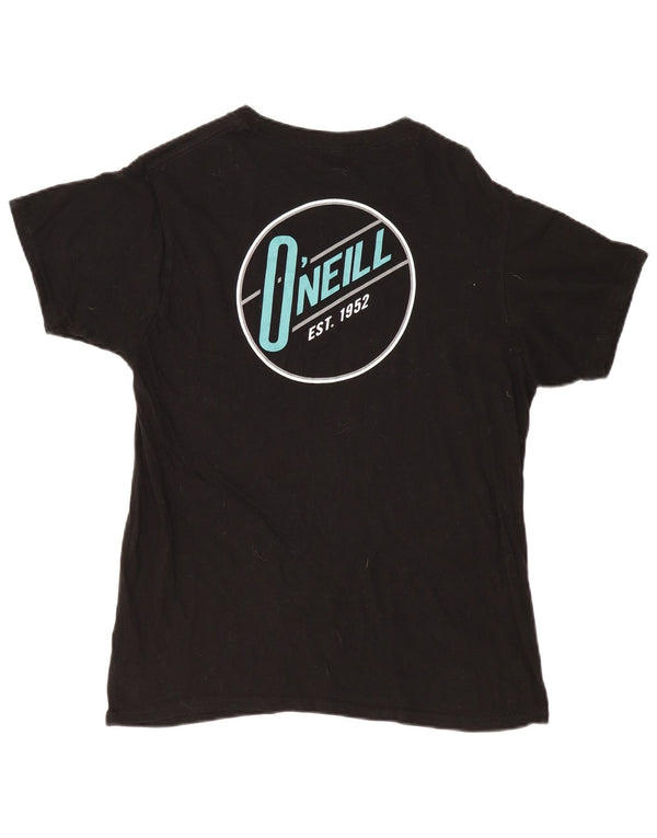 O'Neill Dame Modern Fit Grafisk T-Shirt Top UK 16 Medium Sort Bomuld