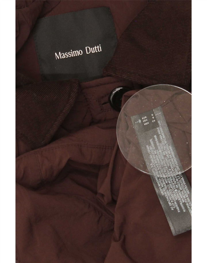 Massimo Dutti Dame Oversized Quiltet Jakke UK 10 Lille Brun Polyester