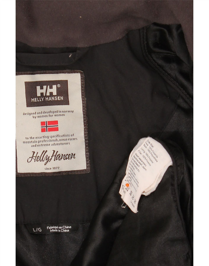 HELLY HANSEN Dame Hooded Windbreaker Coat UK 16 Large Black Polyamide