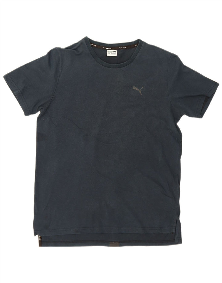 Puma Herre grafisk T-shirt Top Medium Marineblå Colourblock Bomuld