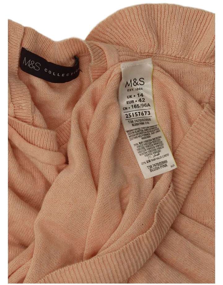 Marks & Spencer Dame Flæse Cardigan Sweater UK 14 Medium Pink