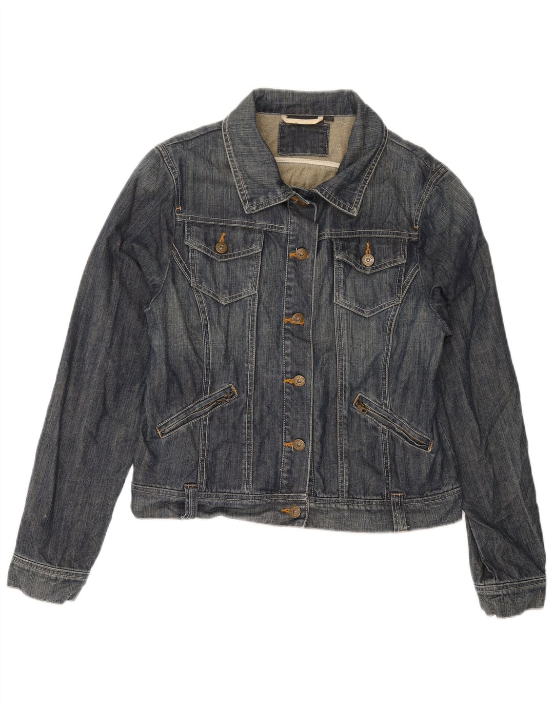 Kiabi Dame Crop Denimjakke UK 14 Stor Blå Bomuld