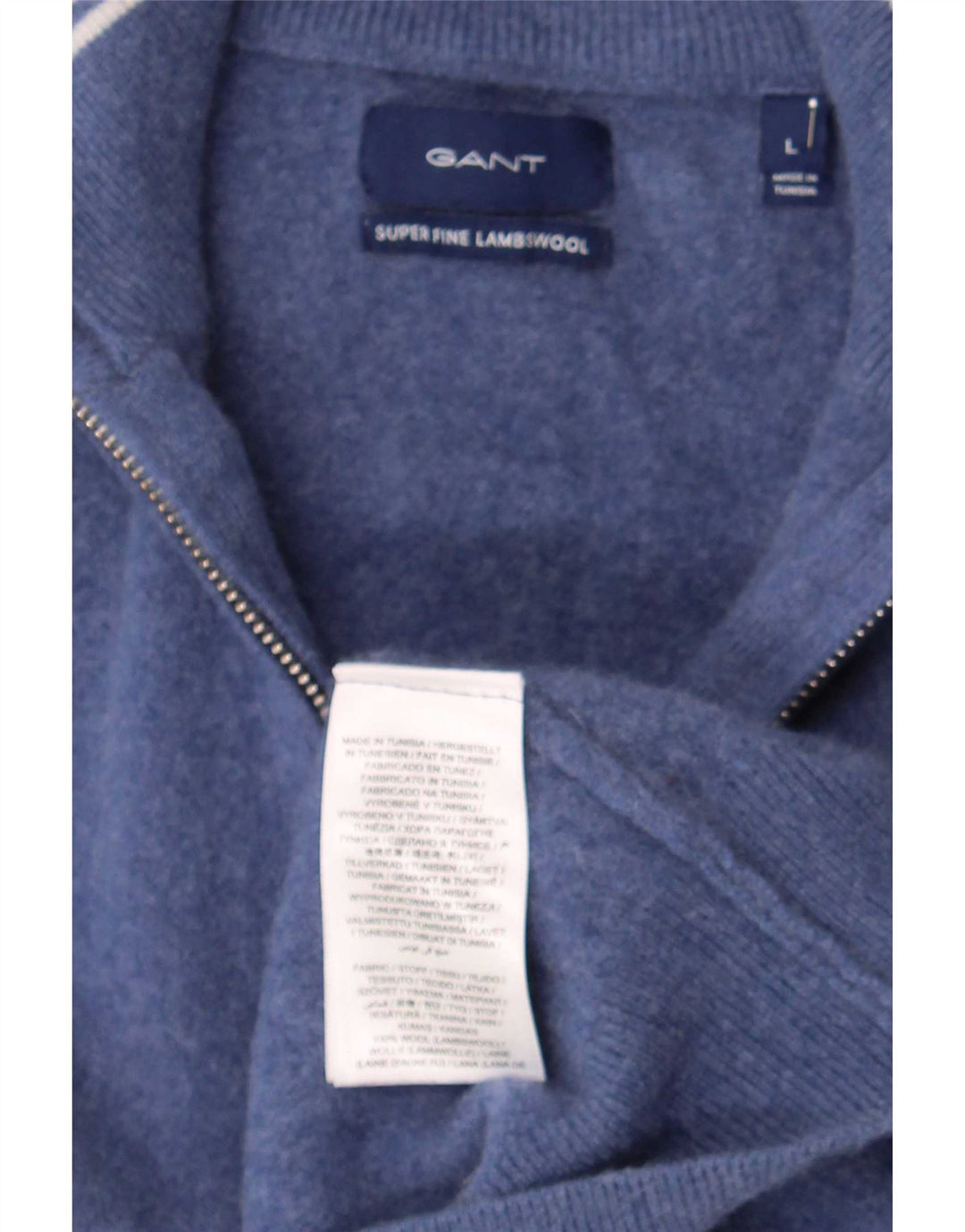 Gant Boys Zip Neck Jumper Sweater 15-16 år Stor Marineblå Uld