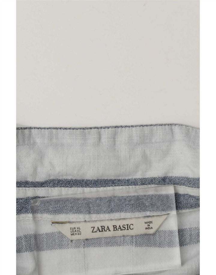 Zara Dame Oversized Bluse Top UK 18 XL Blå Stribet