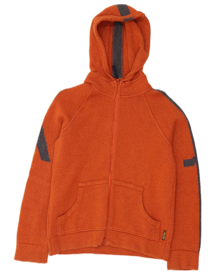 Armani Jeans Herre hætte cardigan sweater Medium Orange Colourblock Uld