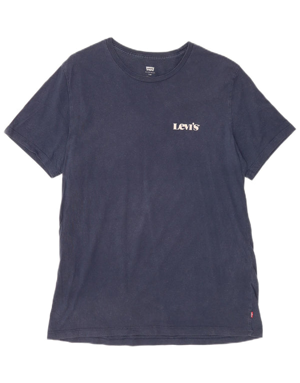 LEVI'S Herre Slim T-Shirt Top XL Marineblå Bomuld