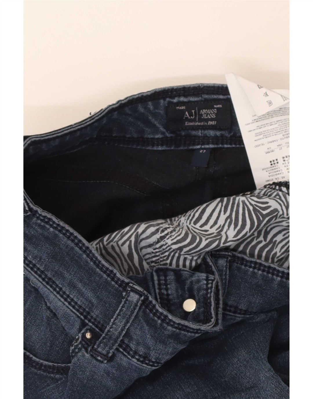 Armani Dame Crop Slim Jeans W27 L24 Marineblå Bomuld