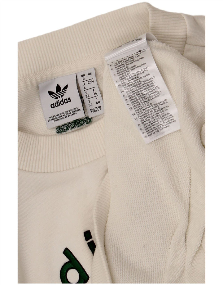 ADIDAS Dame Oversized Grafisk Sweatshirt Jumper UK 8 Lille hvid bomuld