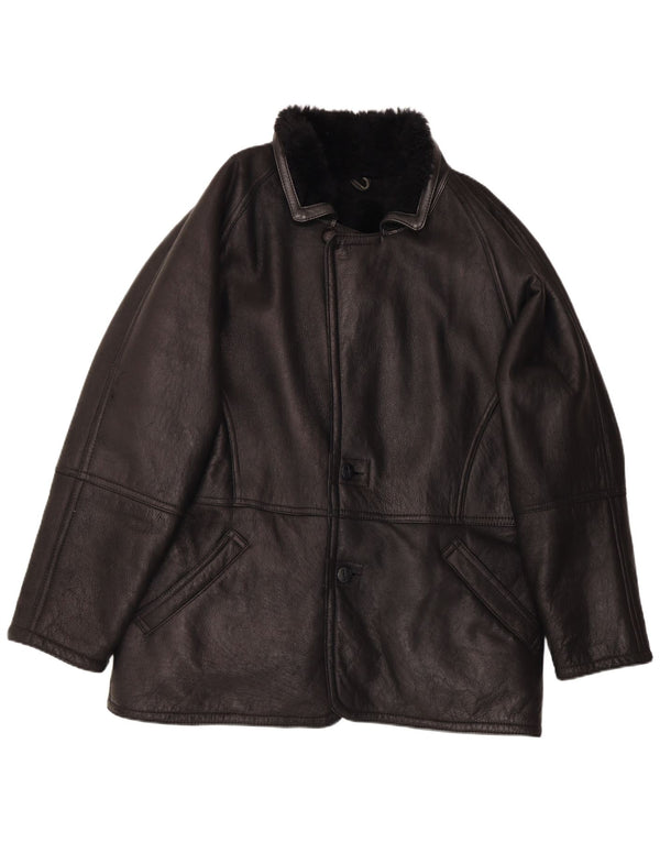 Vintage Herre Shearling Jacket IT 54 2XL Sort