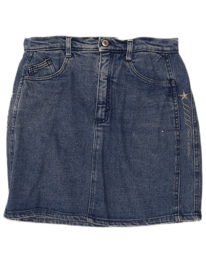Vintage Dame Mini Denim Nederdel IT 46 Stor W32 Blå Bomuld