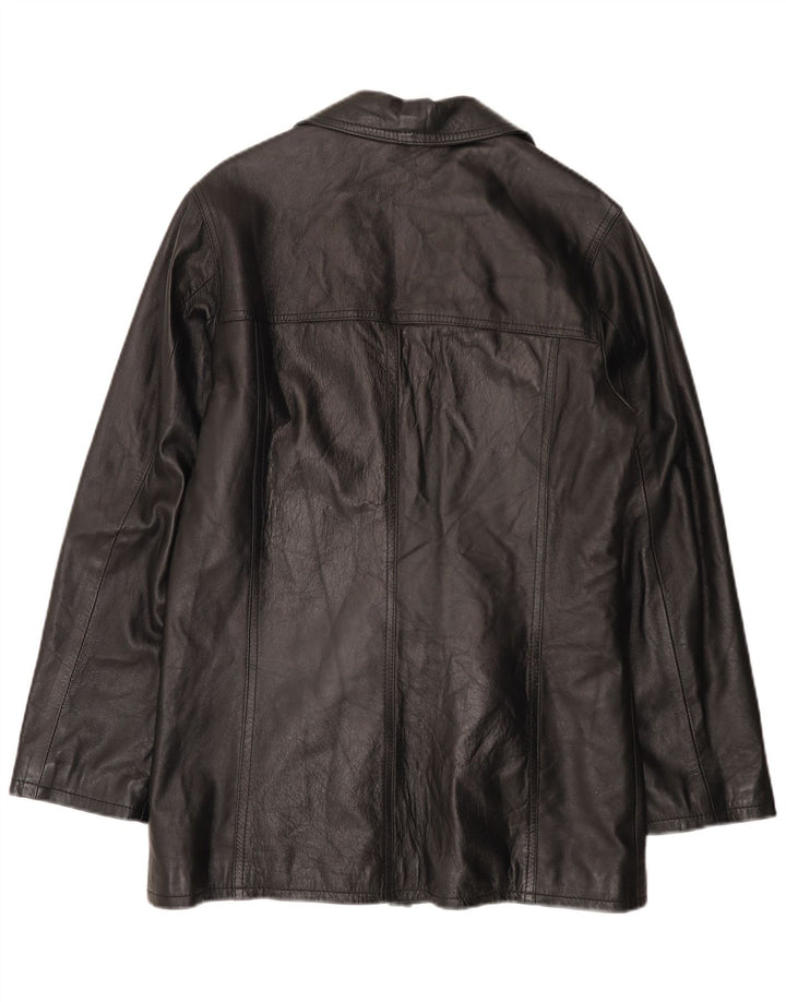 HELEN HUBERT Herre Læderjakke UK 38 Medium Sort Læder