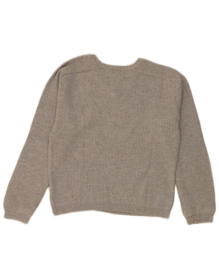 Murphy & Nye Dame Crop V-hals Jumper Sweater UK 12 Medium Grey