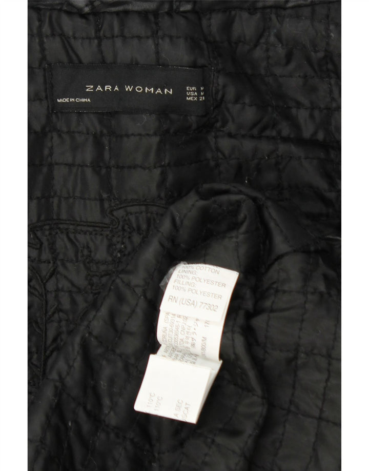 Zara Dame Hooded Oversized Utility Jacket UK 14 Medium Black Polyester